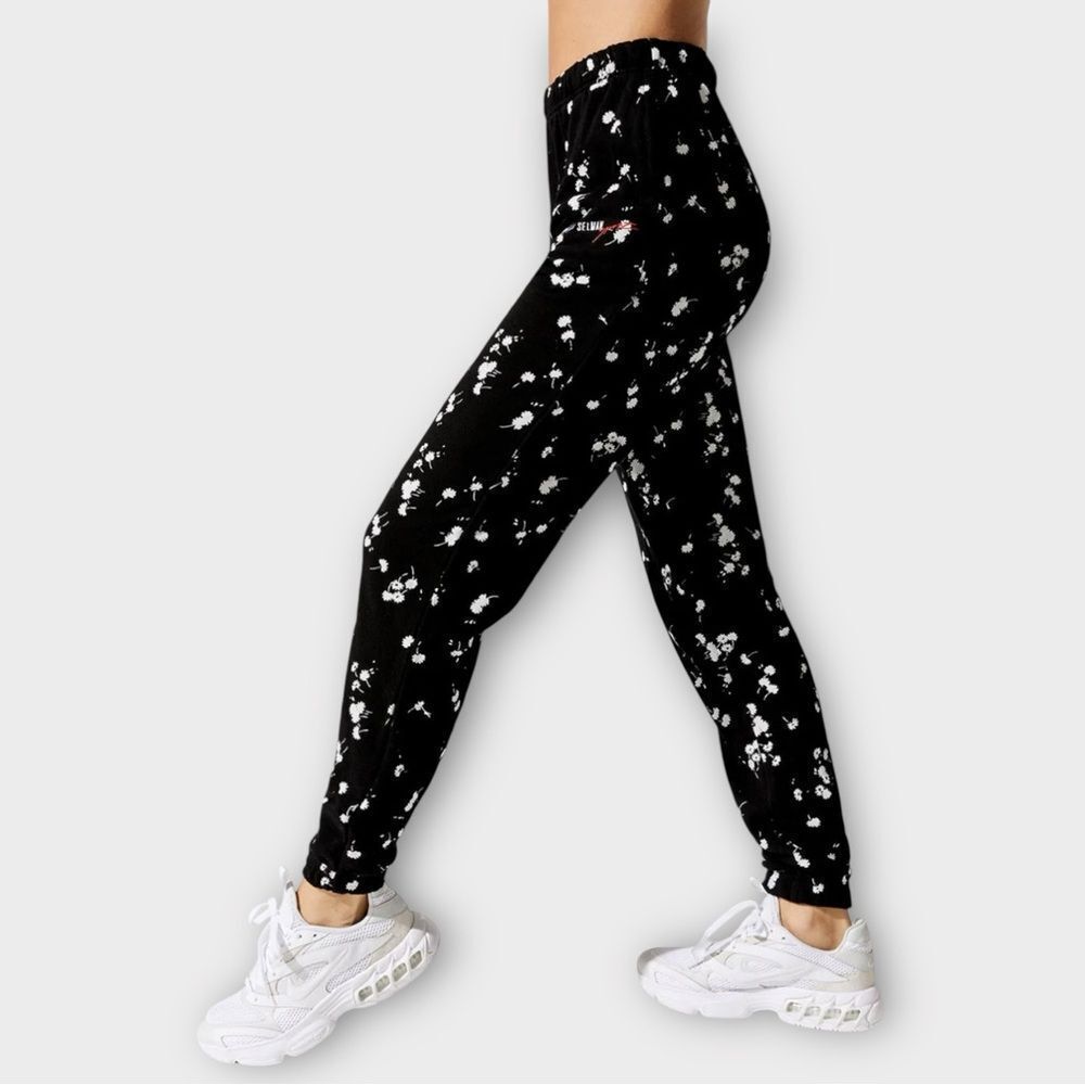 Black Floral Print Joggers